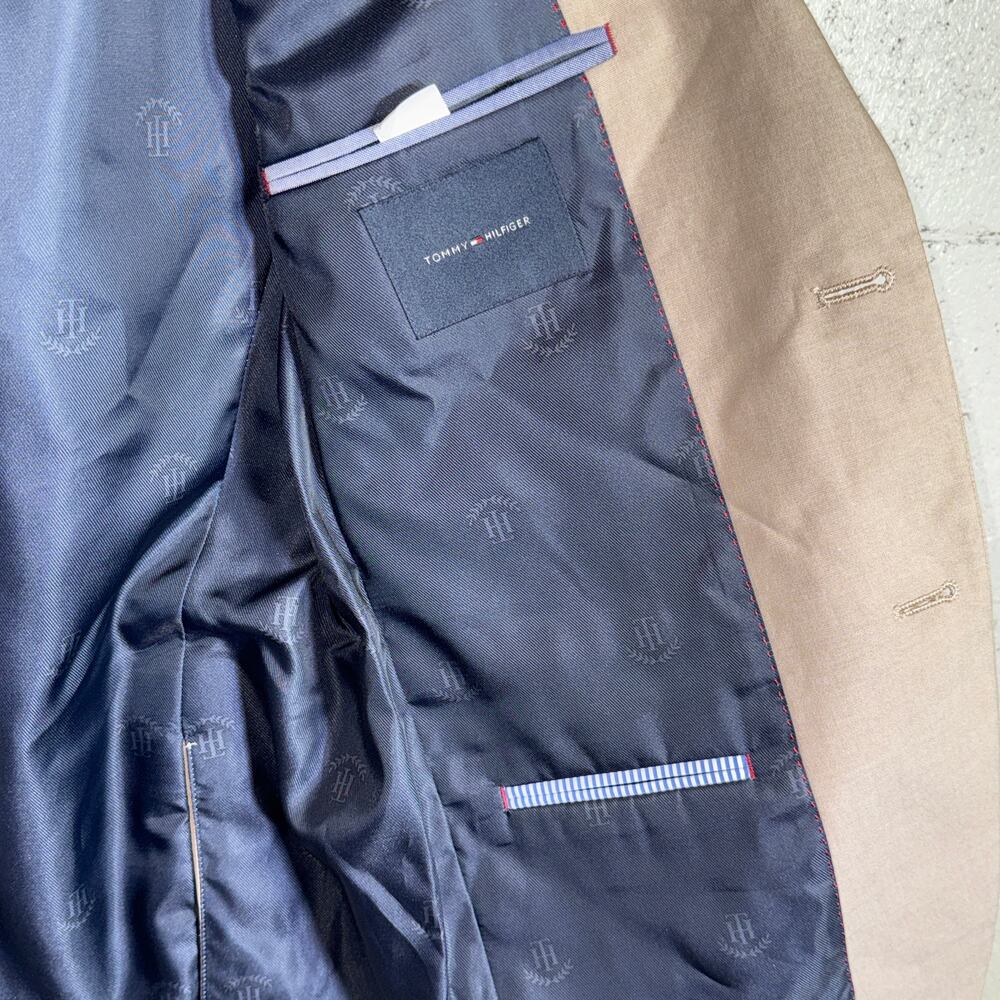 Tommy Hilfiger Men's Modern-Fit Th Flex Stretch Chambray Jacket Tan 38L $360 - Picture 8 of 10